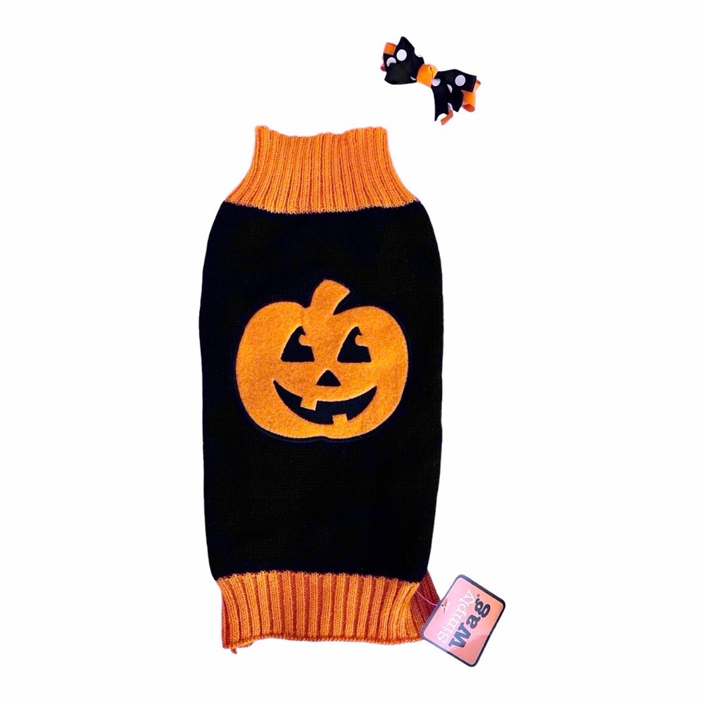 Jack-o’-lantern Sweater with matching hair bow